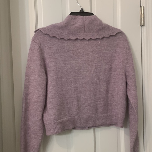 Lavender Pigalle cropped sweater (London wool Alpaca blend) rhinestone buttons - Picture 7 of 7